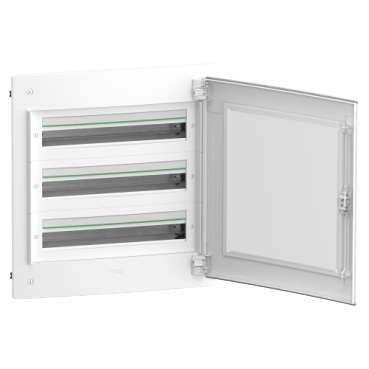 Coffret plastique encastré 3 rang. 24 modules - avec porte transp - PrismaSeT XS - Genielec sarl