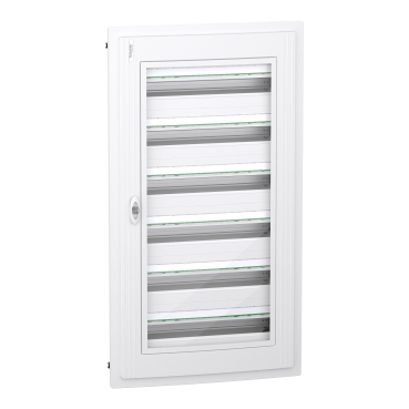 Coffret plastique encastré 6 rang. 24 modules - avec porte transp PrismaSeT XS