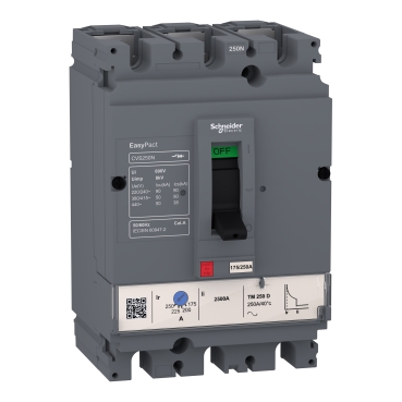 Disjoncteur, EasyPact CVS100N, 50 kA à 415 VCA, 63 A, déclencheur TM-D, 3P3d  LV510475 - Genielec sarl