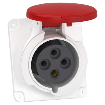 socle de prise industrielle coudée 32 A - 3P+T - 380-415 V CA - IP44 - Mureva